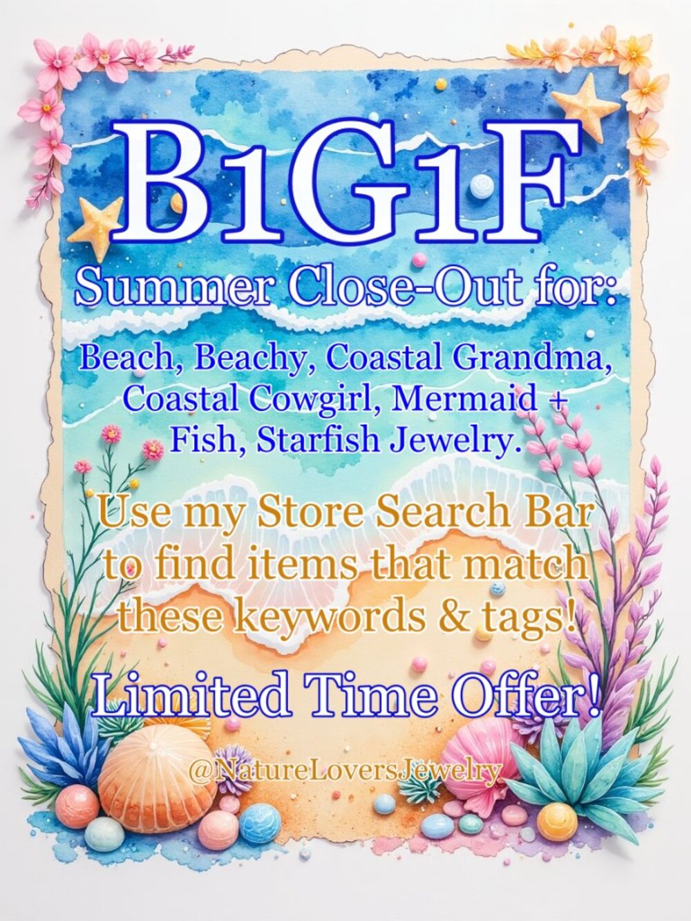 B1G1F for the Following Jewelry Styles: Beach, Beachy, Coastal, Mermaid, Fish...
